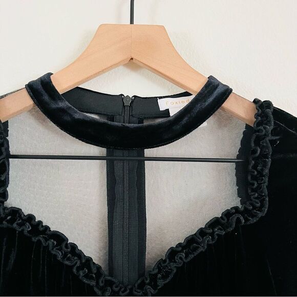 Foxiedox women's Black Mesh Neck Line Blouse Top XS - Picture 4 of 9